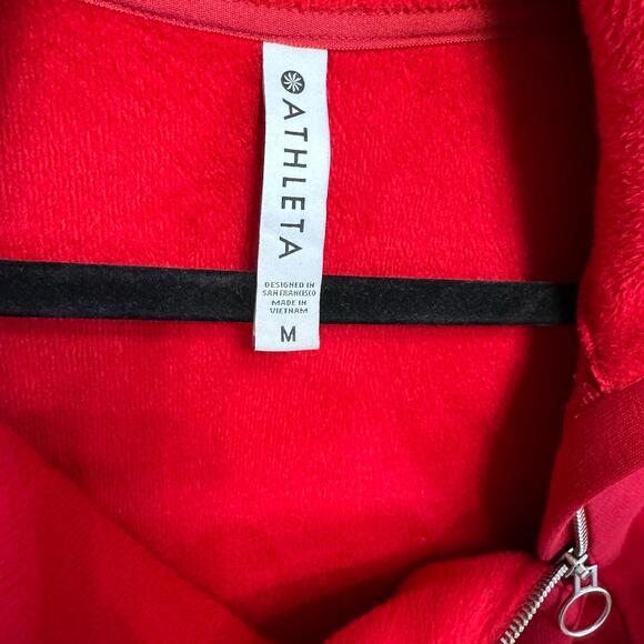 Athleta Cozy Karma Asym Weatshirt Dress Red Soft Fleece Lined Casual Women's M - Picture 15 of 16